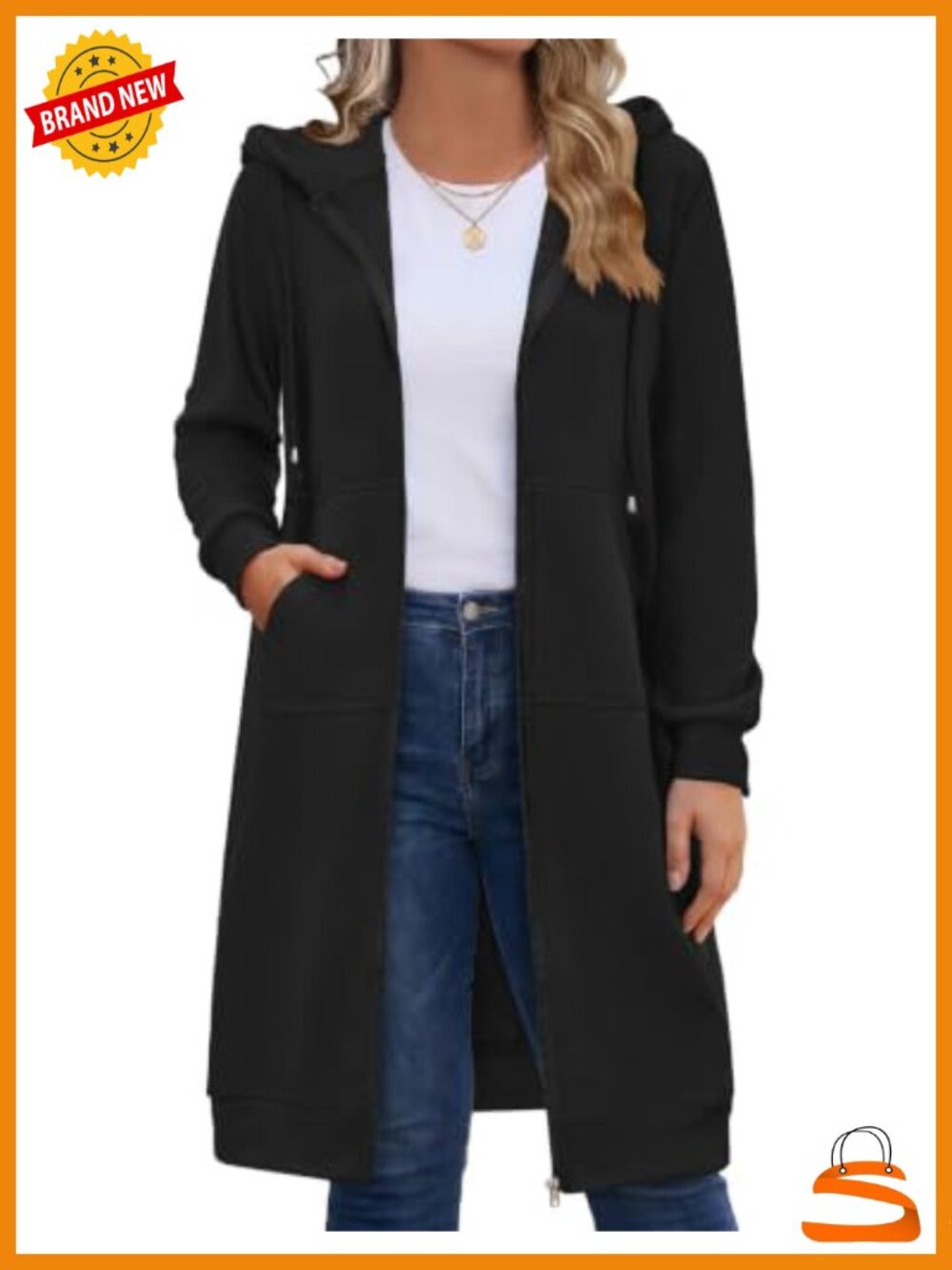 Plus Size Zip Up Hoodie Long Fleece Tunic Sweatshirt with Pockets